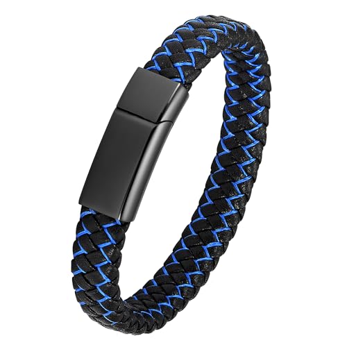 VCCWYQK Joyería de Cremación Pulsera Urna para Cenizas para Hombres Mujeres Recuerdo Memorial Brazalete Pulsado Cuero Trenzado Pulsera, 24CM, Acero inoxidable, No es una piedra preciosa