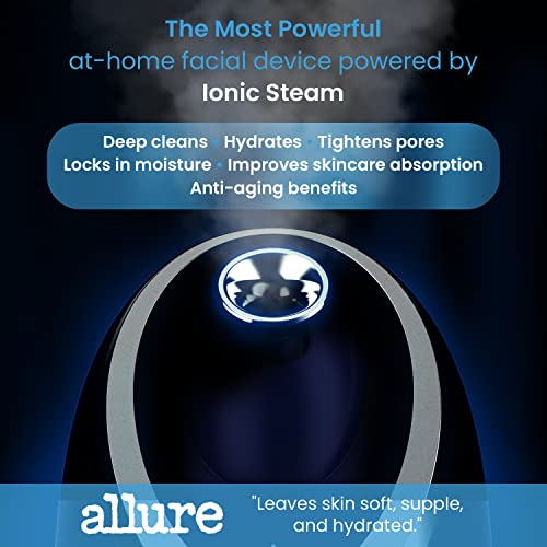 Image of NanoSteamer Luxe by Pure Daily Care in Navy | Ionic Facial Steamer with Smart Steam Technology | 6 Steam Modes | Aromatherapy Basket | Digital LCD Screen | Hot Steam & Cool Mist l Extraction Set
