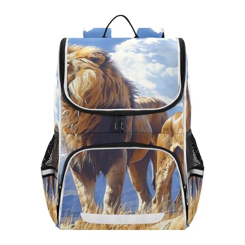 Mochila infantil de león reflectante ideal para excursiones y colegio