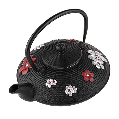 lachineuse – Tetera japonesa de hierro fundido – Flores de cerezo – con filtro infusor – Capacidad 0,8 L – Decoración japonesa asiática – Tetera tradicional Nipponne – Servicio de té – Color negro