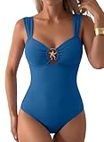 Herseas Tummy Control Swimsuits for Women Fashion One Piece Bathing Suit Athletic Shapewear Beachwear Adjustable Strap Summer Vacation Swimwear Sky Blue X-Large