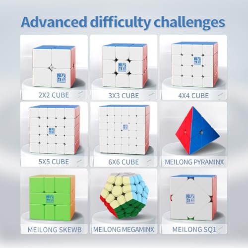 Moyu Meilong 2M 2x2 Magnetic Speed Cube, Adjustable Elasticity Magnetic Cube with Stickerless Shape Moves Quickly and Smoothly, Brain Teasers for Kids & Puzzle Boxes Classic Game