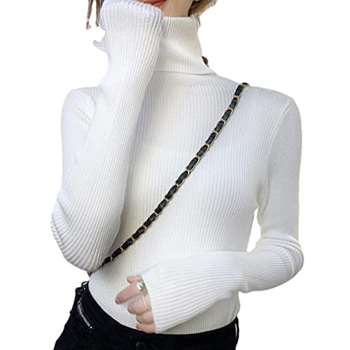 suéter gola alta,Suéter de gola alta | Suéter camisola básica gola básica de inverno para mulheres m