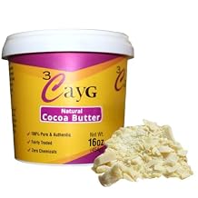 3CayG Natural Cocoa Butter 1LB Raw Unrefined- مرطب بشرة فاخر ومكيف شعر