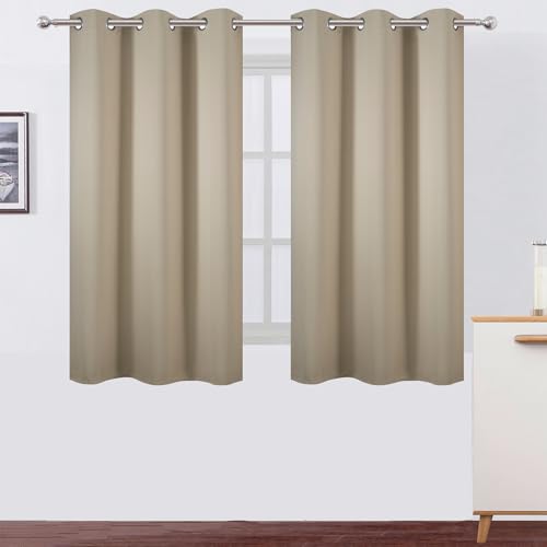 Image of LEMOMO Beige Blackout Curtains 42 x 54 Inch Length Set of 2 Panels Grommet Bedroom Curtains for Living Room