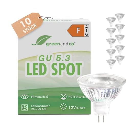 10x greenandco® CRI 90+ LED Spot ersetzt 30 Watt MR16 GU5.3 Halogenstrahler, 5W 330 Lumen 3000K warmweiß COB LED Strahler 38° 12V AC/DC Glas mit Schutzglas, nicht dimmbar, 2 Jahre Garantie
