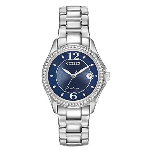 Citizen Women's Eco-Drive Dress Classic Crystal Watch in Stainless Steel, Blue Dial (Model: FE1140-86L)