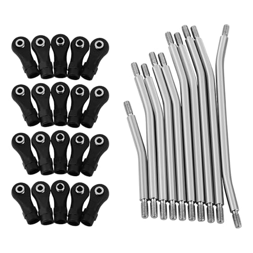 Pothyes 324mm Wheelbase Stainless Steel Rod Links Linkage Set with Steering Link for 1/10 Axial SCX10 & SCX10 II 90046 RC Crawler Car Upgrade,10PCS
