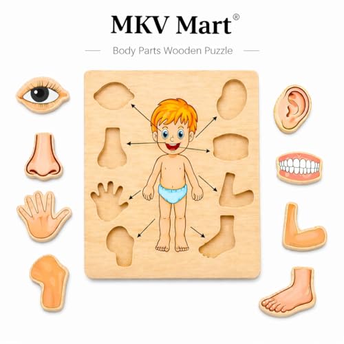 Image of Body Part Puzzle Kids Wooden Toys for Kids 3 + Jigsaw Puzzles for Adults Baby Learning Toys Educational Toys Game for Learning Human Body Parts Anatomy Skeleton - Gift Toys for Boy and Girl