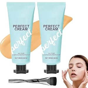 2pcs Cream Body Perfector, All-Over Complexion Concealer – Hydrating Full Coverage with Brush, Waterproof & Transfer-Resistant, Long-Lasting CC Cream Foundation for Face and Leg