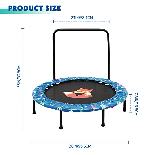 Trampoline pliable pour enfants de 38 pouces avec guidon ajustable