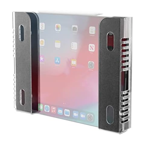CaSZLUTION Under Desk and Wall Mount Tablet Computer Holder, Acrylic Tablet Storage Bracket Compatible with iPad Pro Air Samsung Google Surface & More Cover