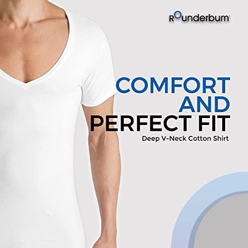Rounderbum Men’s Deep V-Neck T-Shirt 2-Pack – No-Show Undershirts, Cotton-Stretch, Modern Slim Fit4