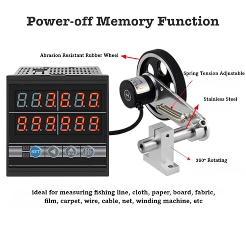 Image of Digital Length Meter Counter, Measuring Wheel in Feet, Inch, Meter, Yard, 0-999999 Mechanical Counter, Cable Wire Length Meter Counter, High Precision for Textile Cloth Printing Paper Board