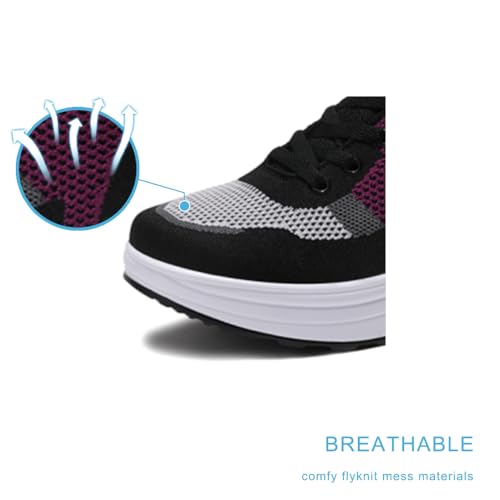 Image of RUIDENG Platform Sneakers for Women Air Cushion | Walking Shoes Women Comfortable All Day | Thick Rocker Bottom