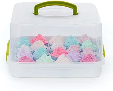 Bellaware Portable Cake Carrier Storage Container Server with Handle (Square)