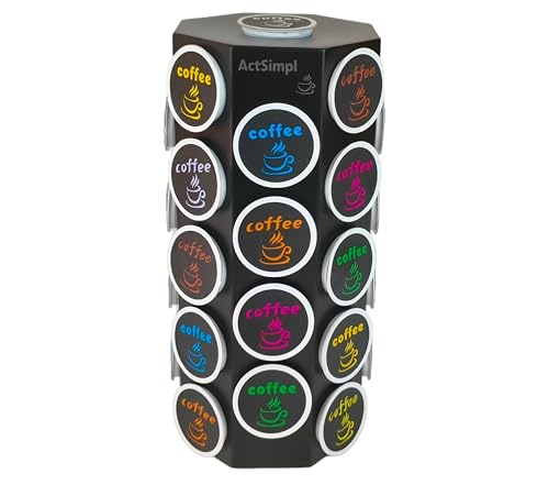 Compact Sturdy Metal K Cup Holder, Stylish and Modern Designed Coffee Pod Carousel, K Cup Storage Organizer, 36+1 Pods Capacity, No Assembly Required