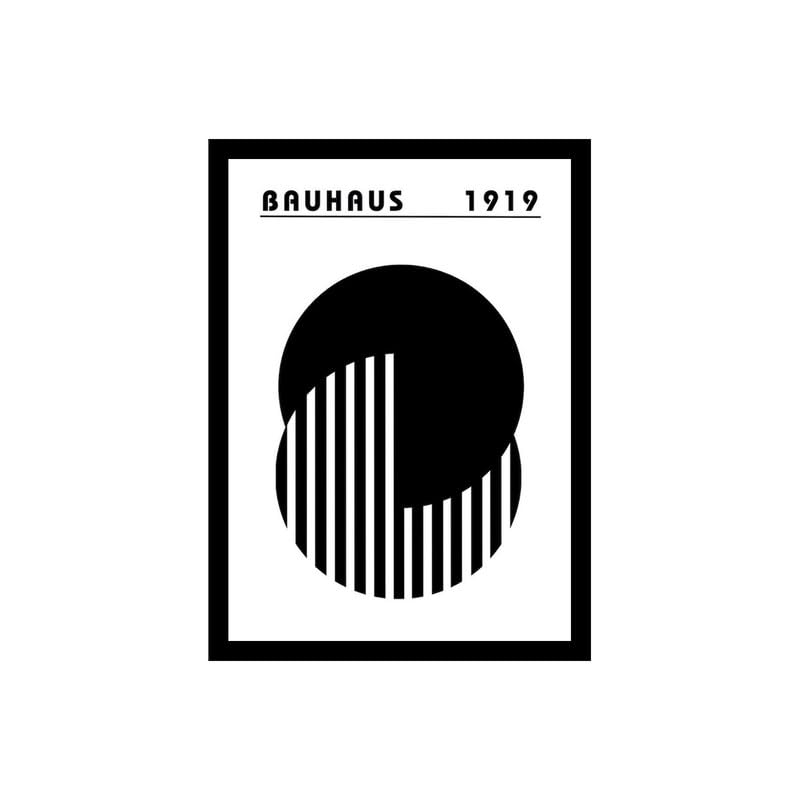Image of BLINKART Vintage Bauhaus Retro Geometric Aesthetic Poster Gallery | Colorful Wrap Framed For Home Office Studio Living Room Modern Art Studio Decoration Abstract Shapes | (d154) | 13x10 Inch