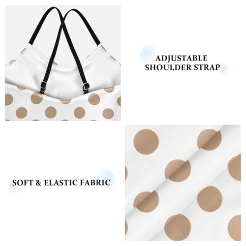 senya Girls Swimsuits One-Piece Swimwear Tie Bathing Suit Beach Summer Round Neck 9-10T White Background Brown Polka Dots Pattern3