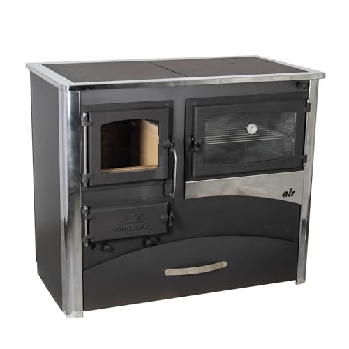 Foto von EEK A Kaminofen mit Backfach und Herdplatte ABC Concept 2 Air Rechts Mehrfachbelegung Holzofen 11,6 kW Kamin Ofen Holz Werkstattofen Schwedenofen Hüttenofen Heizofen Holzofen