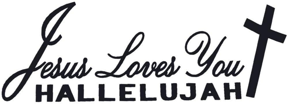 1Pc Black Car Styling Jesus Loves You Hallelujah Christian Reflective Car Sticker New Released Useful and Practical， Exterior Accessories