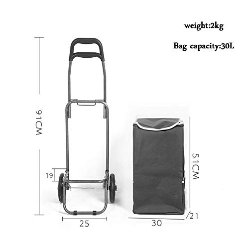AYCPG Leichtes, zusammenklappbares Wagen, Koffer, 2 Räder, aus PU-Kunststoff, ergonomischer Griff, faltbar, Oxford-Stoff… – Bild 3