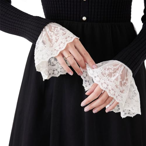 Joyci Detachable Cuffs for Women Wrist Sleeves Wrist Cuffs Bracelets for Women Girl Victorian Costumes Most Styles (Lace A)