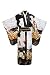 Old-to-new Women's Silk Traditional Japanese Kimono Robe with Pagoda Print Black,One Size