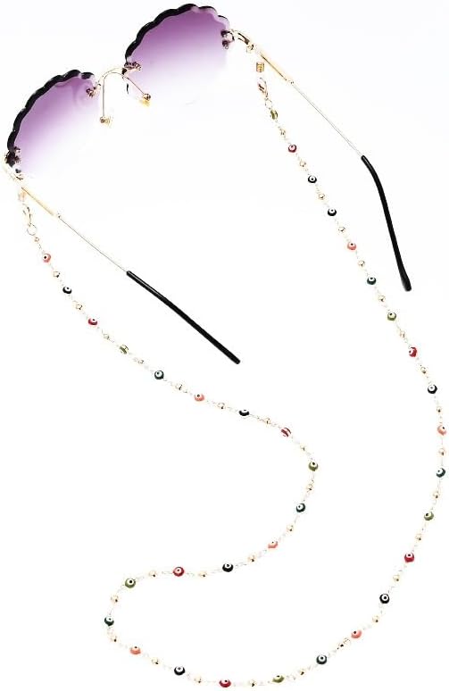 Metal Edging Eyeball Glasses Chain Sunglasses Accessories Multi-color Beads Hanging Neck Rope