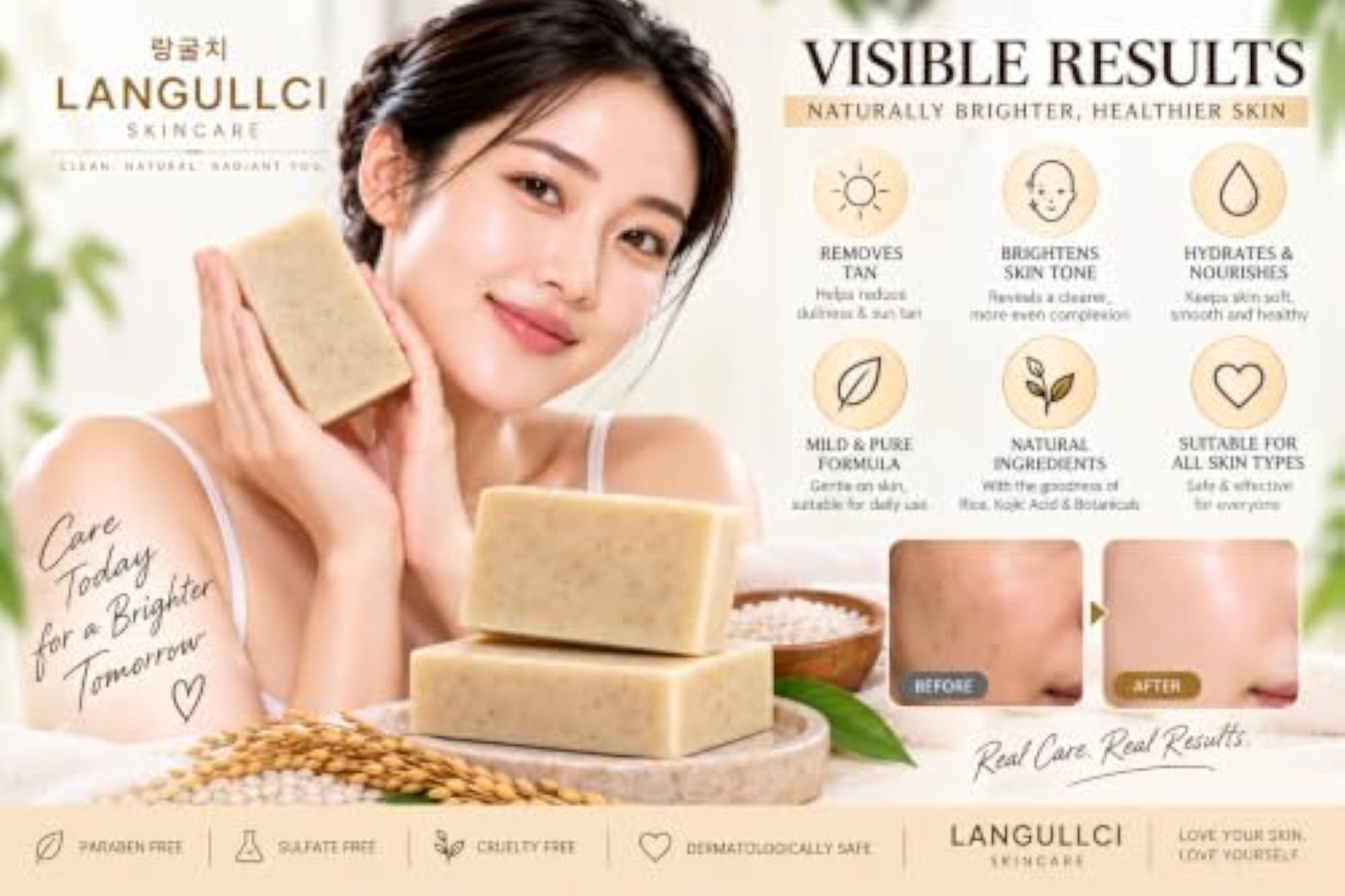 Kojic Acid & Rice Water Tan Removal Soap for Face & Body