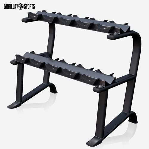 Hantelablage Gorilla Sports Kurz mit 2 Ebenen 121 x 65 x 100 cm