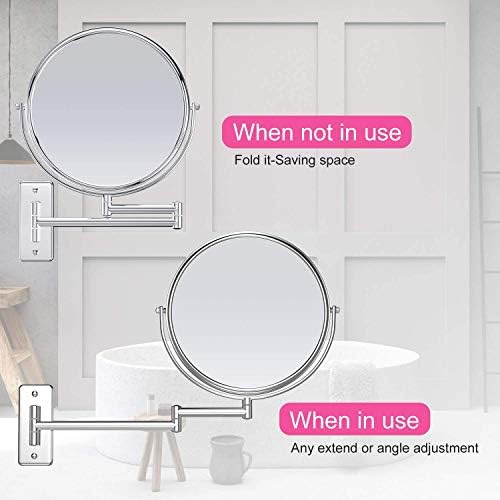 Gospire Upgraded 9-Inch Enlarged Wall Mount Makeup Mirror with 5X Magnification Double-Sided Swivel MirrorPolished Chrome Finished
