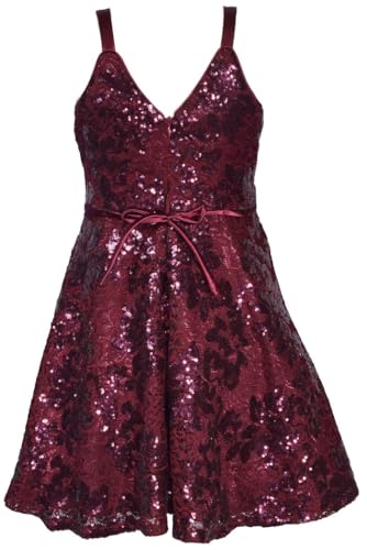 Bonnie Jean Girls 7-16 Sequin Lace Surplice Holiday Party Dress3