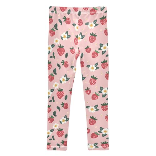 Girls Leggings Soft Toddler Ankle Length Bottoms Strawberries Kids Dance Yoga Pants 4-10 Years2
