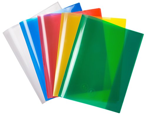 JOLLY Heftschoner in 5 bunten Farben, Quart, aus extra-starkem Polypropylen, Ultraschallverschweißung der Einschublaschen, perfekter Schutz für Hefte und Bücher, Schulbedarf