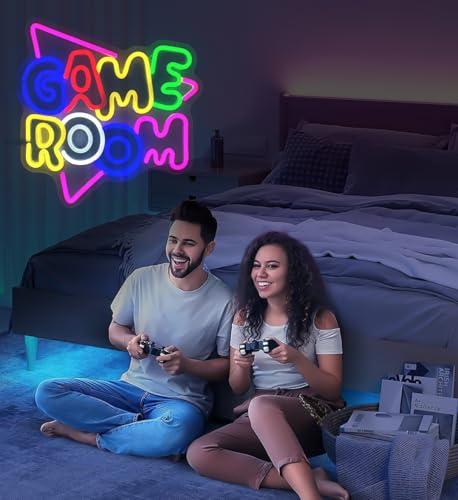 Image of Game Room Neon Sign, Colorful Led Neon Sign for Wall Decor, Light up Sign for Game Zone Partys with Dimmable Switch USB Powered for Bedroom Room Beer Bar Home (13.2 X 14 Inch)