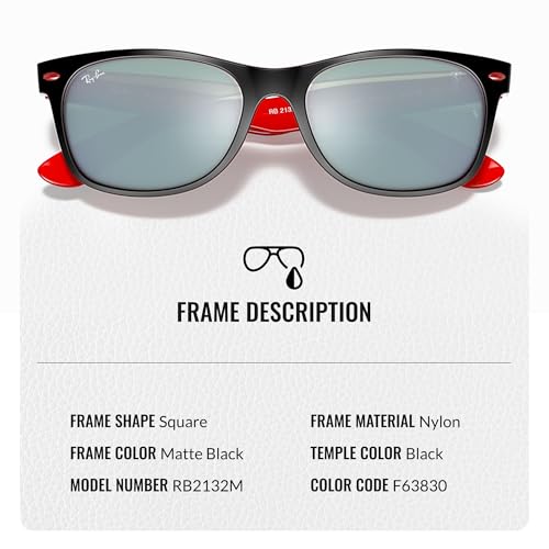 Ray-Ban RB2132M SCUDERIA FERRARI COLLECTION Square Shaped Sunglasses for Men & Women with Official RAYBAN Eyewear Kit3