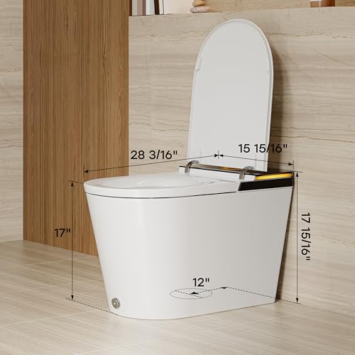 Inodoro inteligente HOROW X70 con bidé integrado, apertura y cierre automático, descarga automática, escudo de espuma, altura ADA, asiento alargado y calefactado, agua tibia instantánea, descarga sin energía miniatura 5