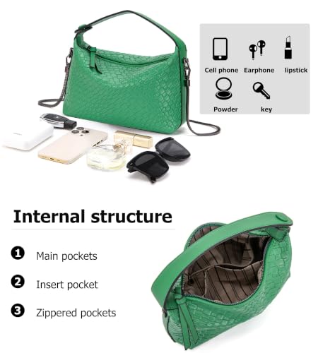 Image of Sweetovo Vegan PU Leather Hobo Tote Bag, Metal Chain Crossbody Purse