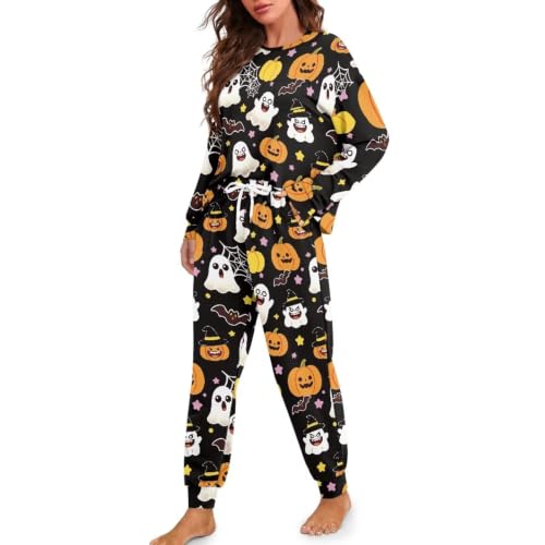 Image of Women's 2 Piece Printed Pajama Set Long Sleeve Sleepwear Set with Long Pants Casual Lounge Sets with Pocket