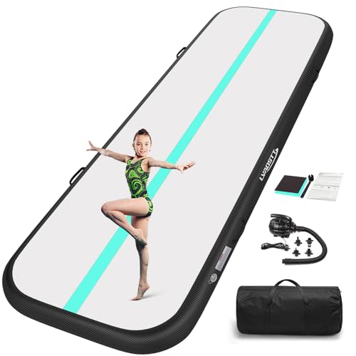 Gymnastics Air Mat Tumbling Mat 13ft/16ft/20ft Tumble Track, Inflatable Tumbling Mat 4/8 inch Thickness Gymnastics Roller Air Barrel Back Handspring Trainer/Yoga/Training/Cheerleading/Water Fun with -  LVAOSTT