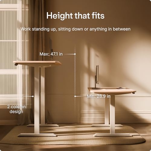 Image of Desktronic Height Adjustable Standing Desk Frame - Ergonomic Sit Stand Desk Frame, Electric Dual Motor, USB & USB-C Charging, Wobble-Free, Touchscreen, 3 Memory Presets, Anti-Collision