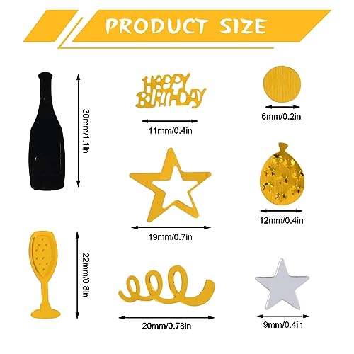 Image of OSDUE Black Gold Silver Happy Birthday Confetti, 3000 Pieces Birthday Cake Confetti, Metallic Foil Balloon Table Scatter Confetti Decoration for Birthday Party, Anniversary, Baby Shower