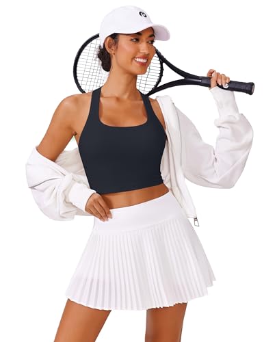 Image of PINSPARK Sports Bra Longline Racerback Tank Tops for Women Padded Workout Yoga Top
