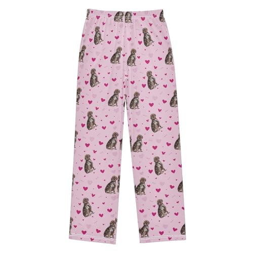 Puppy Dog with Love Boys Long Pants Soft Trousers Elastic Waist Kids Lounge Bottoms with Pockets S-XL