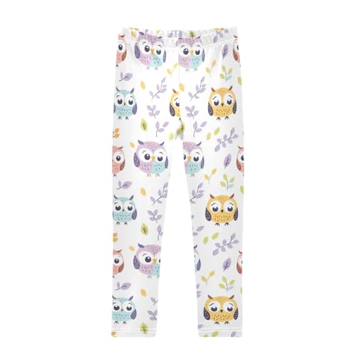 Girls Leggings Cartoon Cute Owls Kids Ankle Length Leggings Pants Athletic Yoga Pants Toddler Tights Trousers 4T