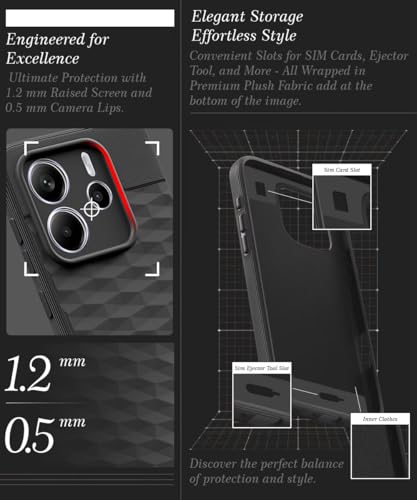 Image of WOW IMAGINE Back Cover for Redmi Note 14 SE 5G | Redmi Note 14 5G with Hexa Cube Design | Ultra Slim Soft | Inner Velvet Fabric | Matte Silicone Flexible Mobile Case | Camera Protection - Black