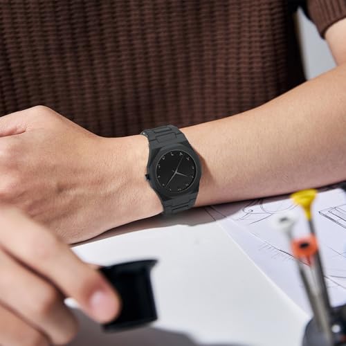 Image of Watch for Man Analog Minimalism Dial Quartz Mens Watch Business Black Wrist Watch Polycarbonate Strap Waterproof