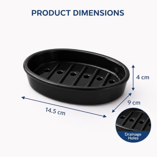 Image of Pure Source India Ceramic Soap Dish /Soap case Tray | Bath Accessories for Bathroom (13CM) (Black)
