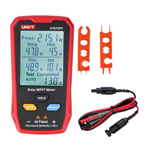 Buyweek Probador de panel solar Multímetro fotovoltaico de 800 W con pantalla LCD, medidor de potencia de panel solar MPPT